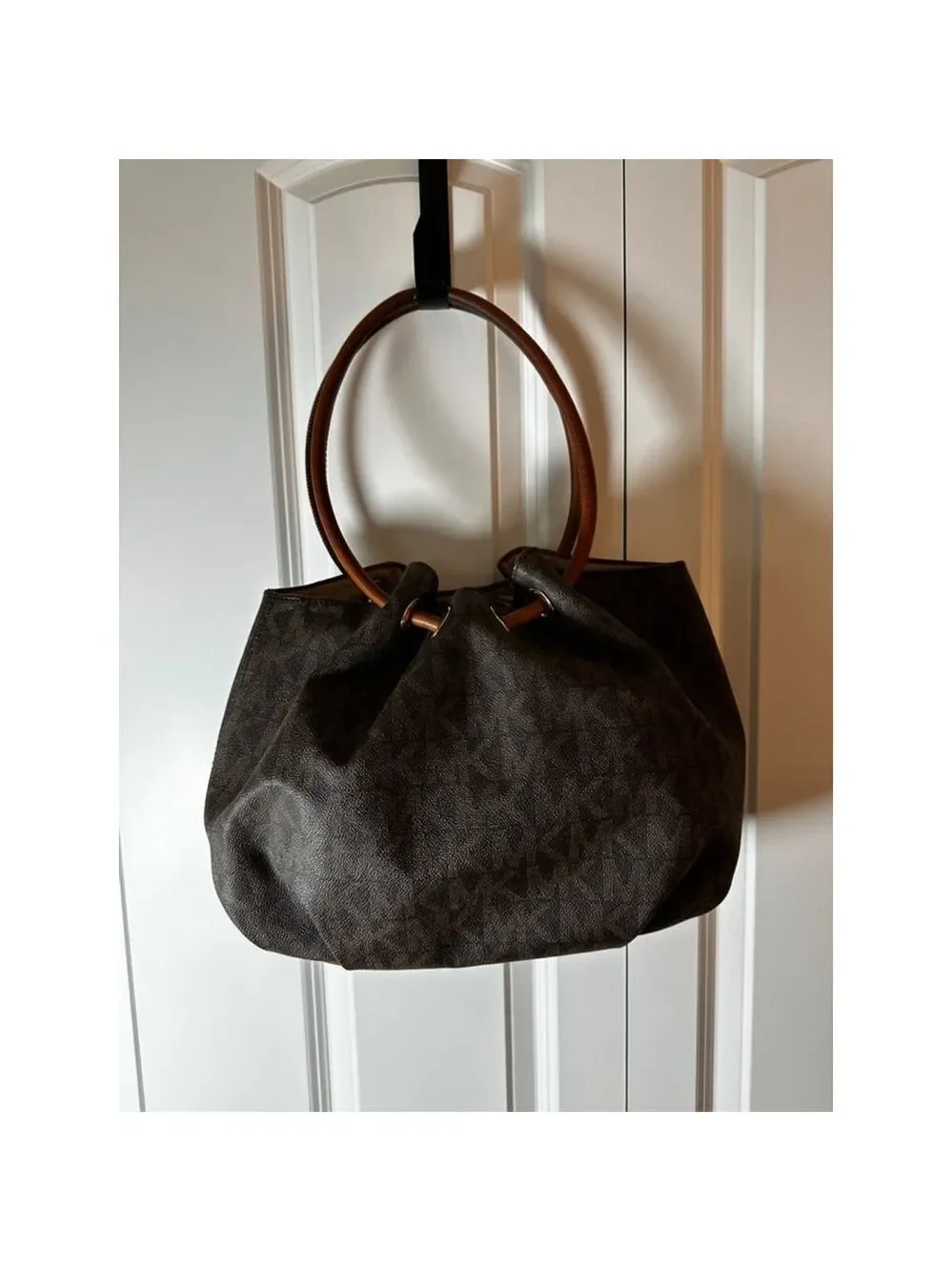 Women's Michael Kors Brown Tan Monogram Shoulder Bag One Size